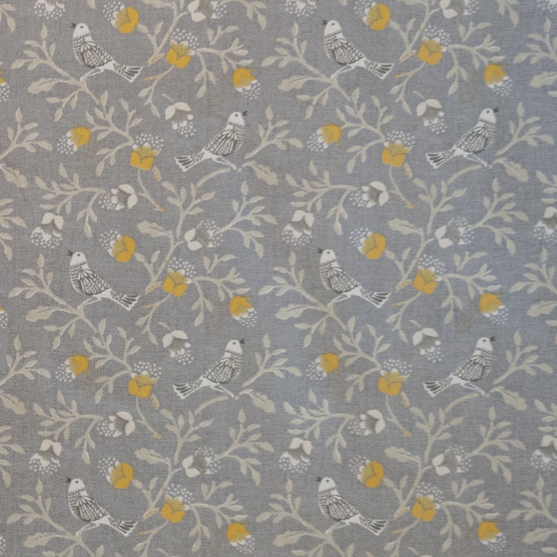 Birdsong grey/yellow Fabric