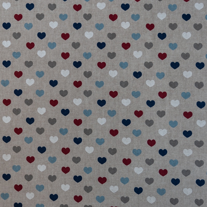 Linen Hearts Nautical Fabric