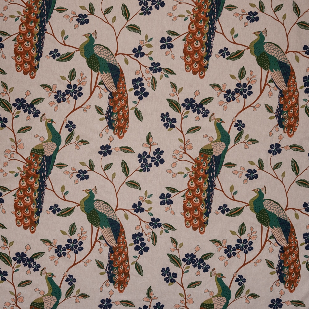 Peacock Floral/Linen Fabric